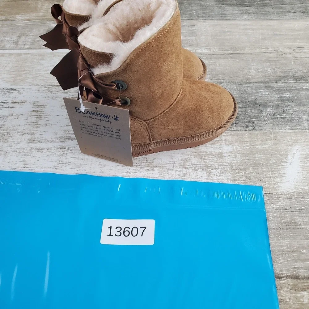 Bearpaw Milly Kids Snow Boots Sz 7 Brown Lined Suede Pull On Round Toe Classic